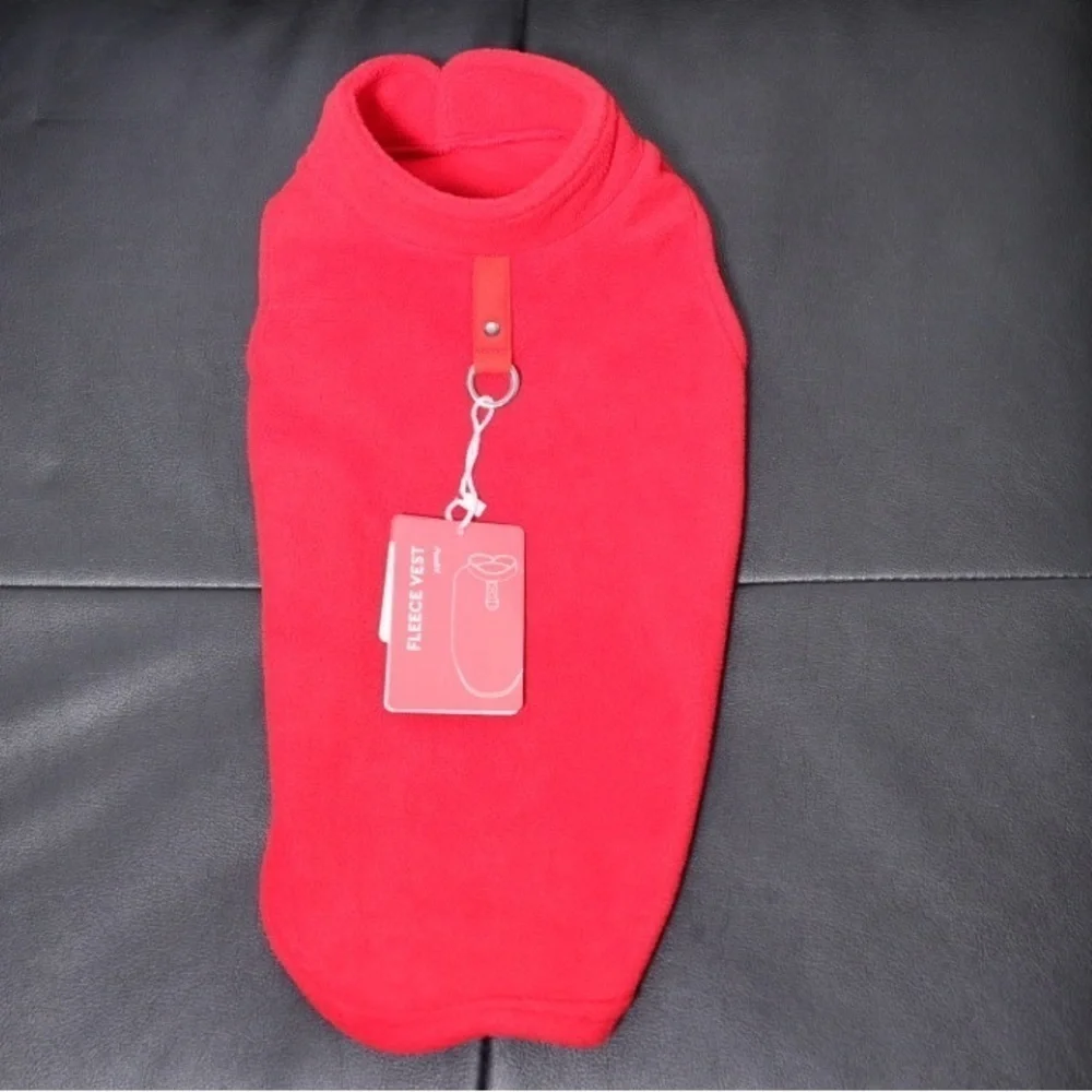 Gooby fleece red dog sweater harness for large dogs, large dog winter clothing